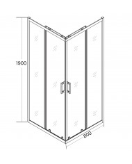 Duschkabine HELA Schwarz Transparent Glas 80x80 190 cm Quadratisch