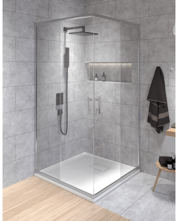 Duschkabine HELA Transparent Glas 90x90 190 cm Quadratisch