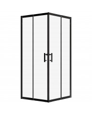 SET: DUSCHKABINE HELA + DUSCHWANNE VIDAR 80x80 193 cm - Quadratisch Schwarz Transparent Nano Glas 6 mm Steinoptik SMC