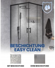 SET: DUSCHKABINE HELA + DUSCHWANNE VIDAR 80x80 193 cm - Quadratisch Schwarz Transparent Nano Glas 6 mm Steinoptik SMC