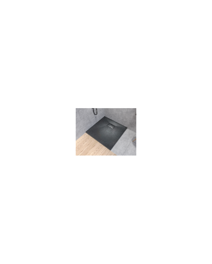 SET: WALK-IN KETIL + DUSCHWANNE VIDAR 90x90 198 cm - Quadratisch Steinoptik SMC Schwarz Transparent Nano Glas | Glaswand
