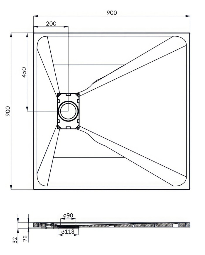 SET: WALK-IN KETIL + DUSCHWANNE VIDAR 90x90 198 cm - Quadratisch Steinoptik SMC Schwarz Transparent Nano Glas | Glaswand