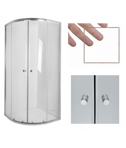 Duschkabine VITORIA Transparentes Glas 80x80 180cm Halbrund