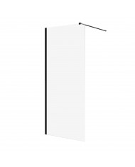 SET: WALK-IN KETIL + DUSCHWANNE VIDAR 90x120 198 cm - Rechteck Steinoptik SMC Schwarz Transparent Nano Glas + Glaswischer