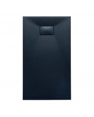 SET: WALK-IN KETIL + DUSCHWANNE VIDAR 90x120 198 cm - Rechteck Steinoptik SMC Schwarz Transparent Nano Glas + Glaswischer