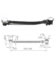 Automatisch Ablaufgarniture für Badewanne OLAF 65 cm