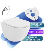WC SET: Vorwandelement Duofix + Toilette Slim Soft-Close Delos Schwarz + Schallschutzmatte + Betätigungsplatte in Schwarz