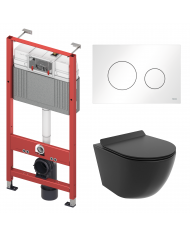 WC SET: Vorwandelement TECEbase + Toilette Rolo Weiß + Schallschutzmatte + Betätigungsplatte in Weiß
