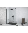 Walk in Duschkabine 140x195 AVEOS SCHWARZ Glas 8mm