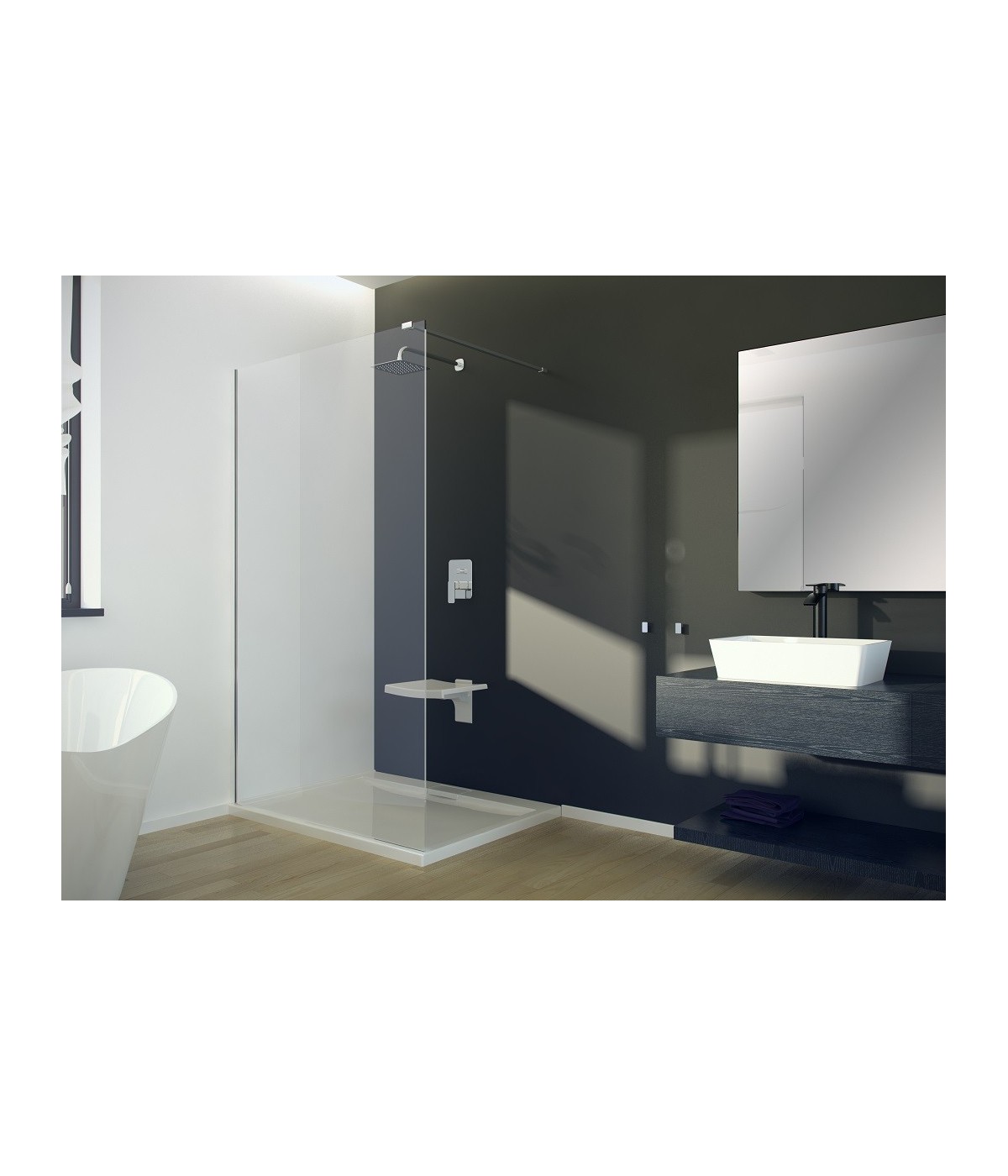Walk in Duschkabine 110x195 AVEOS Glas 8mm