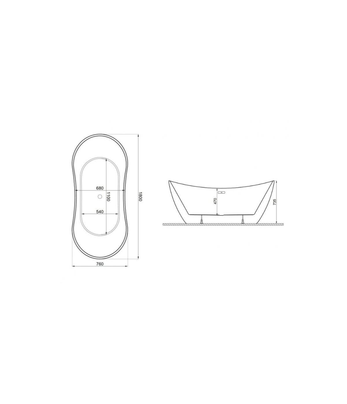 Freistehende Badewanne 180x80 ABI Weiß Ablaufgarnitur GRATIS!