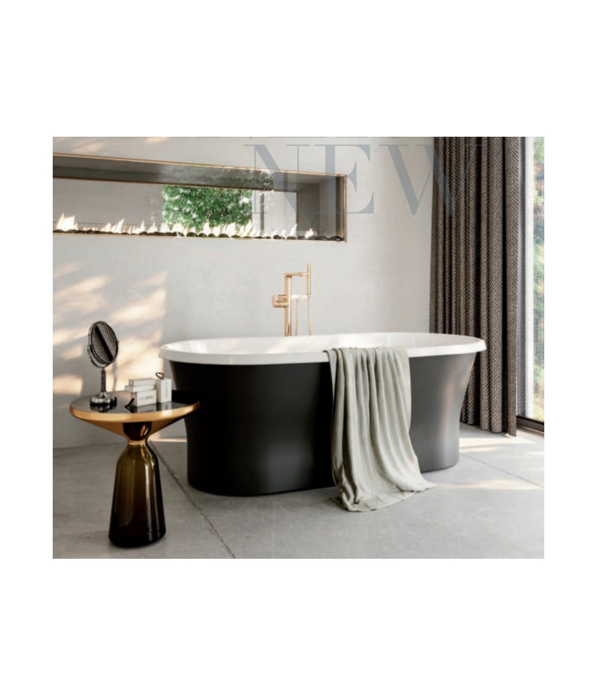 Freistehende Badewanne 150x75 AMONA Schwarz Matt Ablaufgarnitur GRATIS!