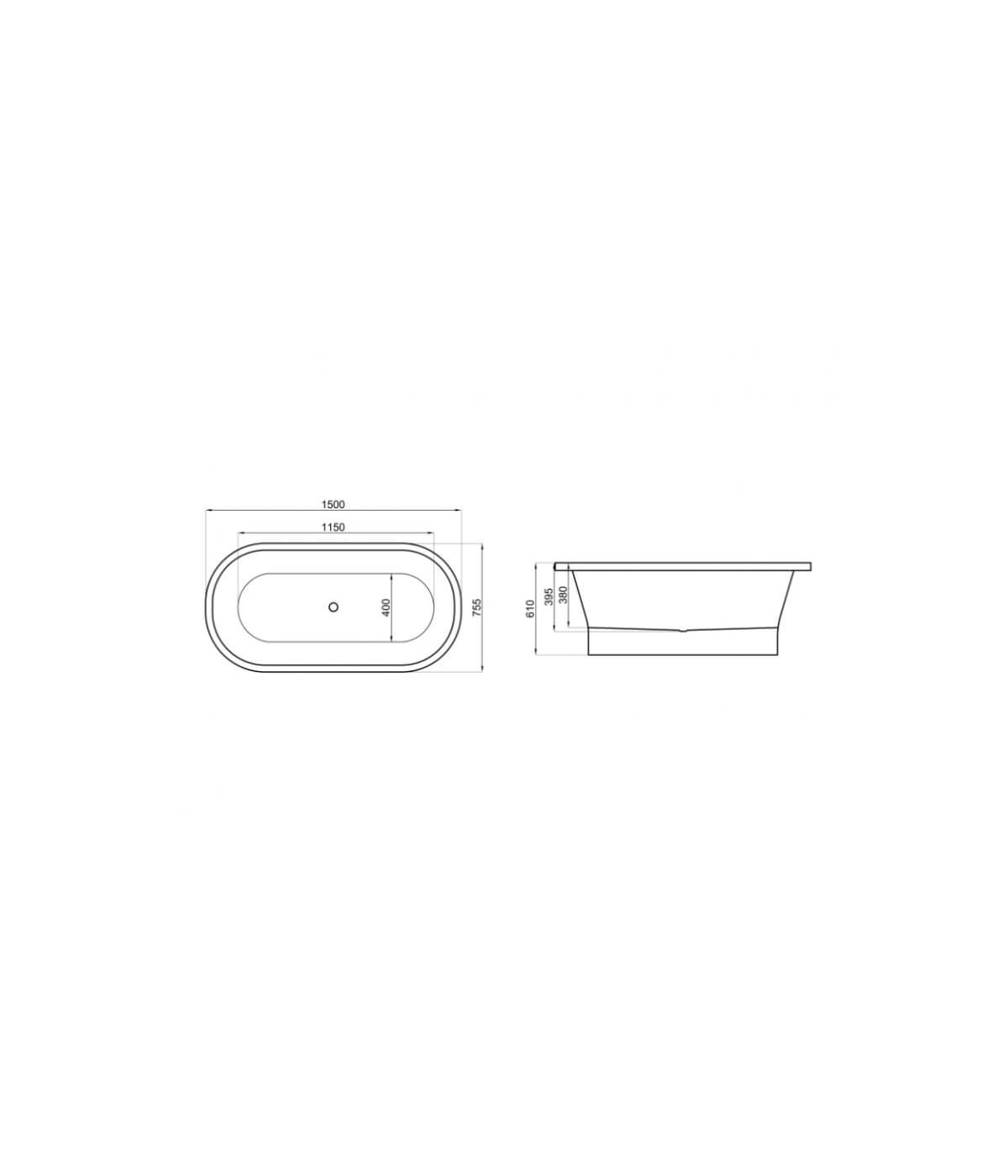 Freistehende Badewanne 150x75 AMONA Schwarz Matt Ablaufgarnitur GRATIS!
