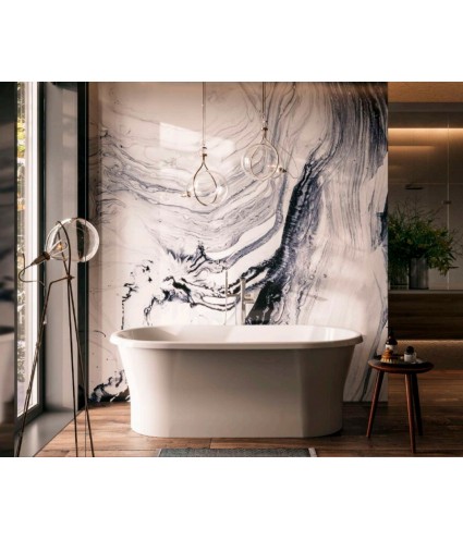 Freistehende Badewanne 150x75 AMONA Weiß Ablaufgarnitur GRATIS!