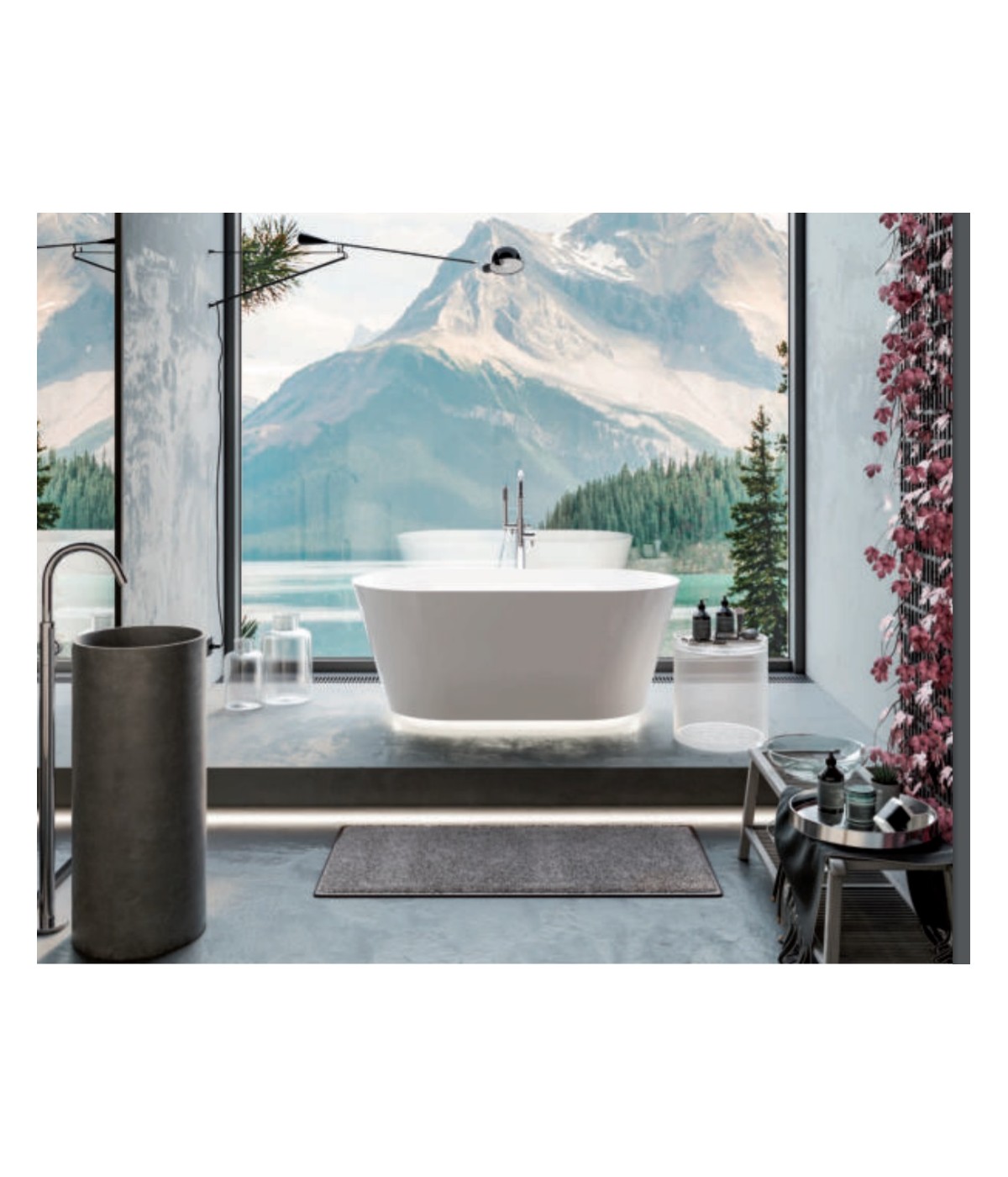 Freistehende Badewanne 150x75 Ida Mineral Composite LED Weiß Ablaufgarnitur GRATIS !