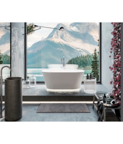 Freistehende Badewanne 150x75 Ida Mineral Composite LED Weiß Ablaufgarnitur GRATIS !