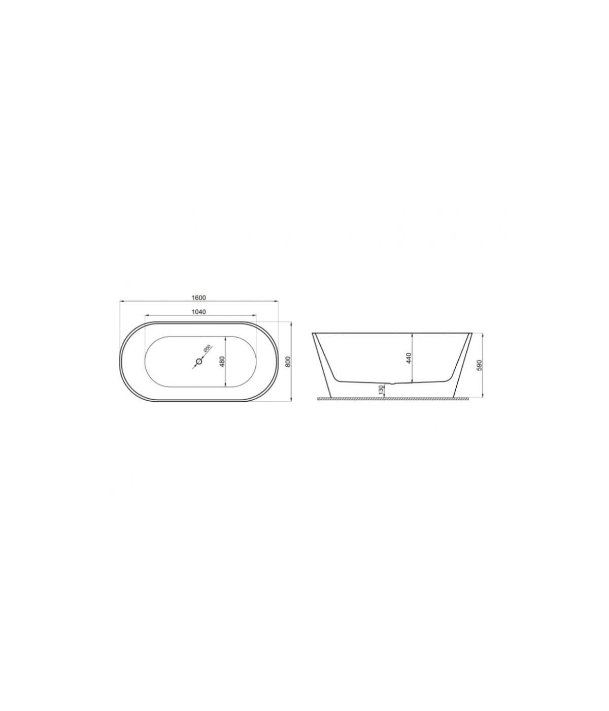 Freistehende Badewanne 160x80 UZO Weiß Ablaufgarnitur GRATIS!