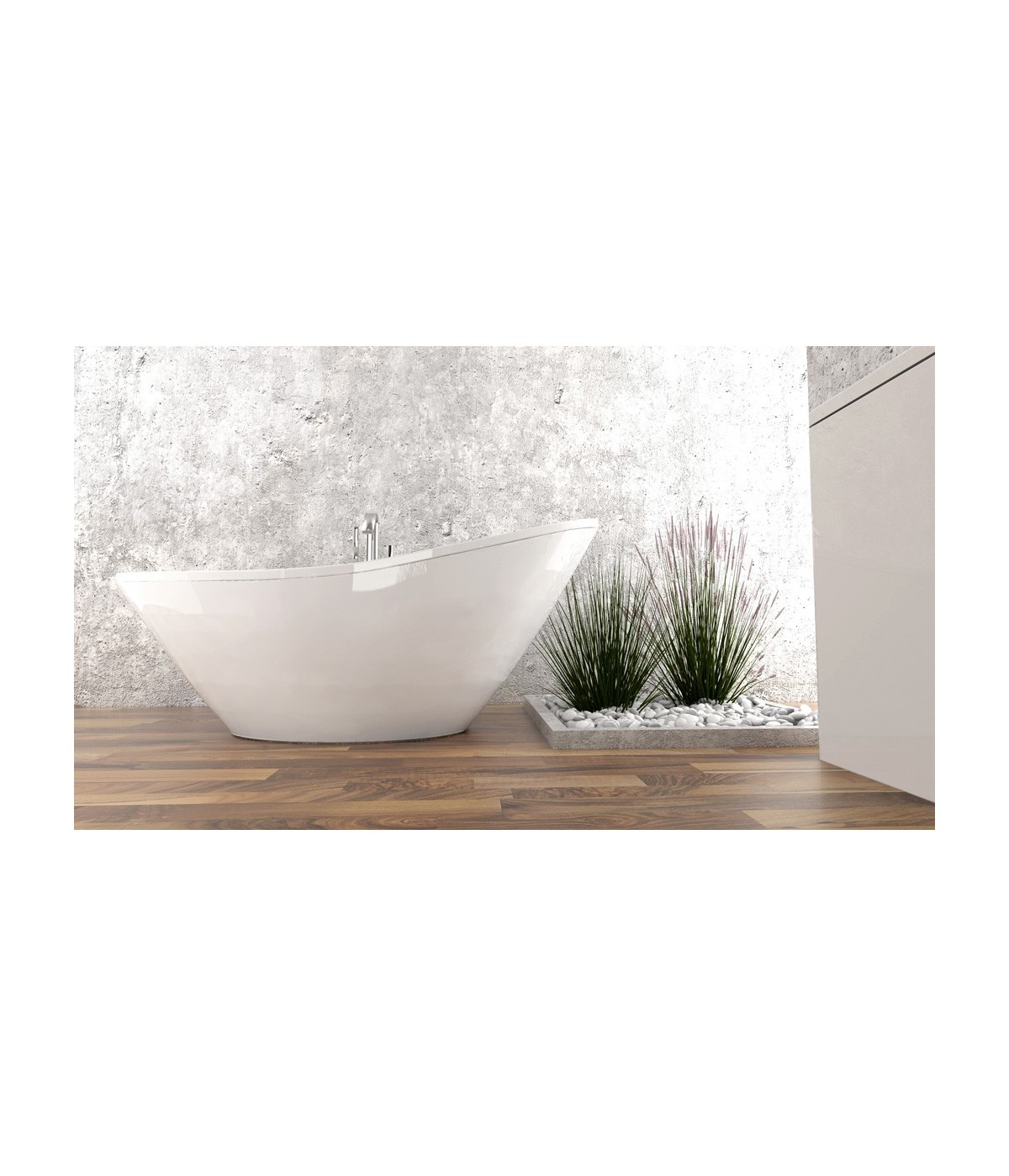 Freistehende Badewanne 180x80 ZOE Weiß Ablaufgarnitur GRATIS!