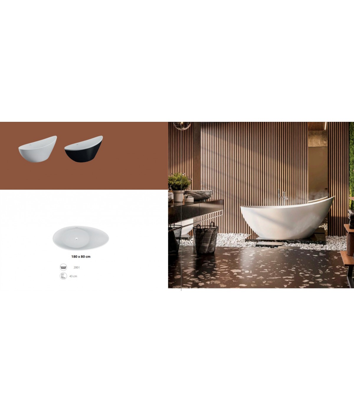 Freistehende Badewanne 180x80 ZOE Weiß Ablaufgarnitur GRATIS!