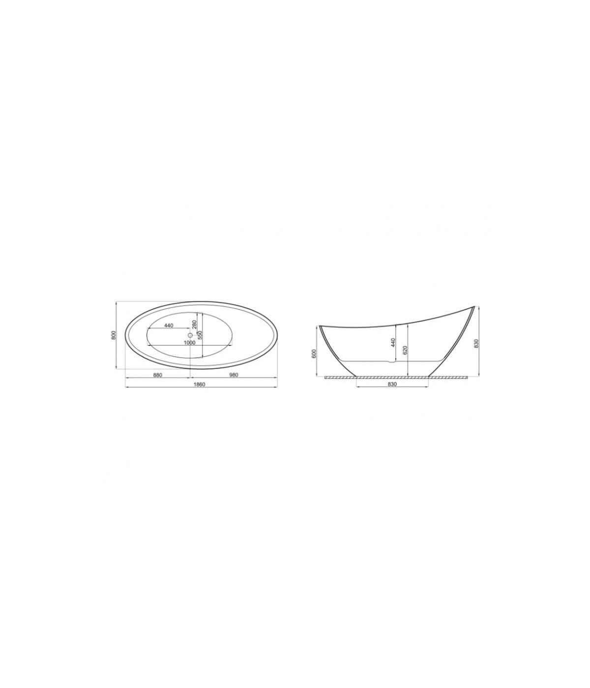 Freistehende Badewanne 180x80 ZOE Weiß Ablaufgarnitur GRATIS!