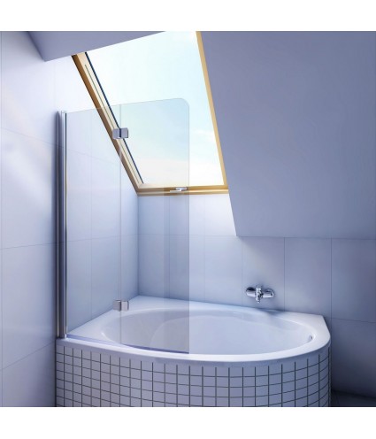 Badewannenabtrennung 2-teilig 100x140 Glas 5 mm
