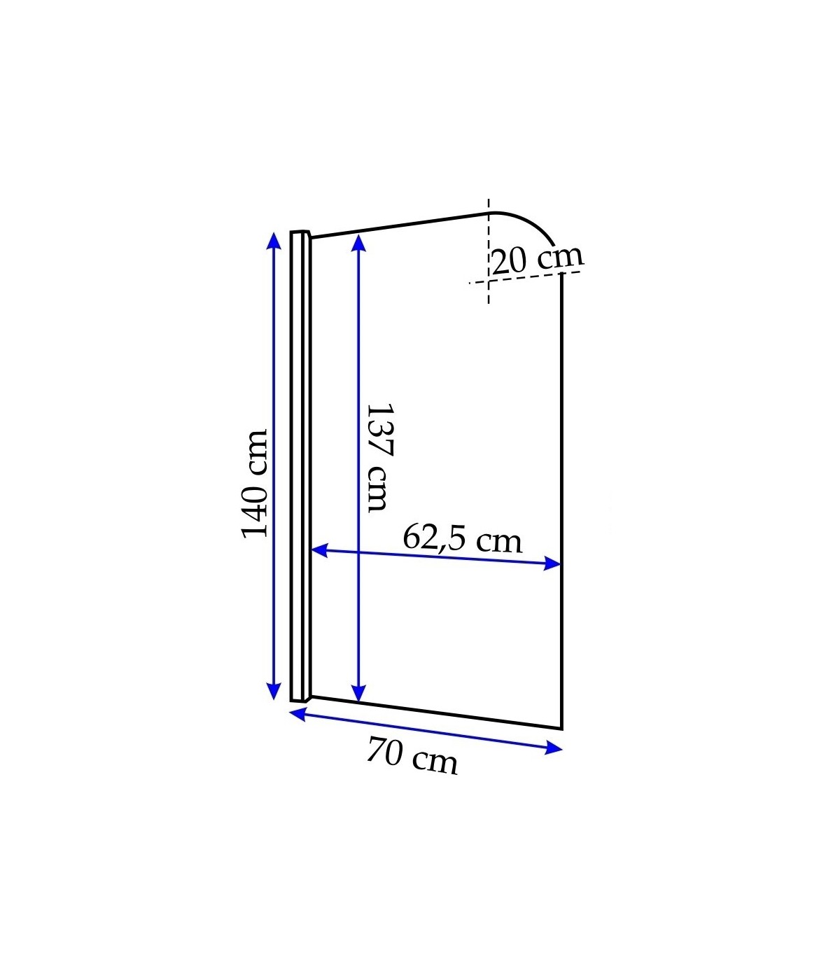 Badewannenabtrennung 1-teilig 70x140 TOPAZ Glas 5 mm
