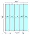 Badewannenabtrennung 5-teilig 120x140 IDEA Glas 5 mm