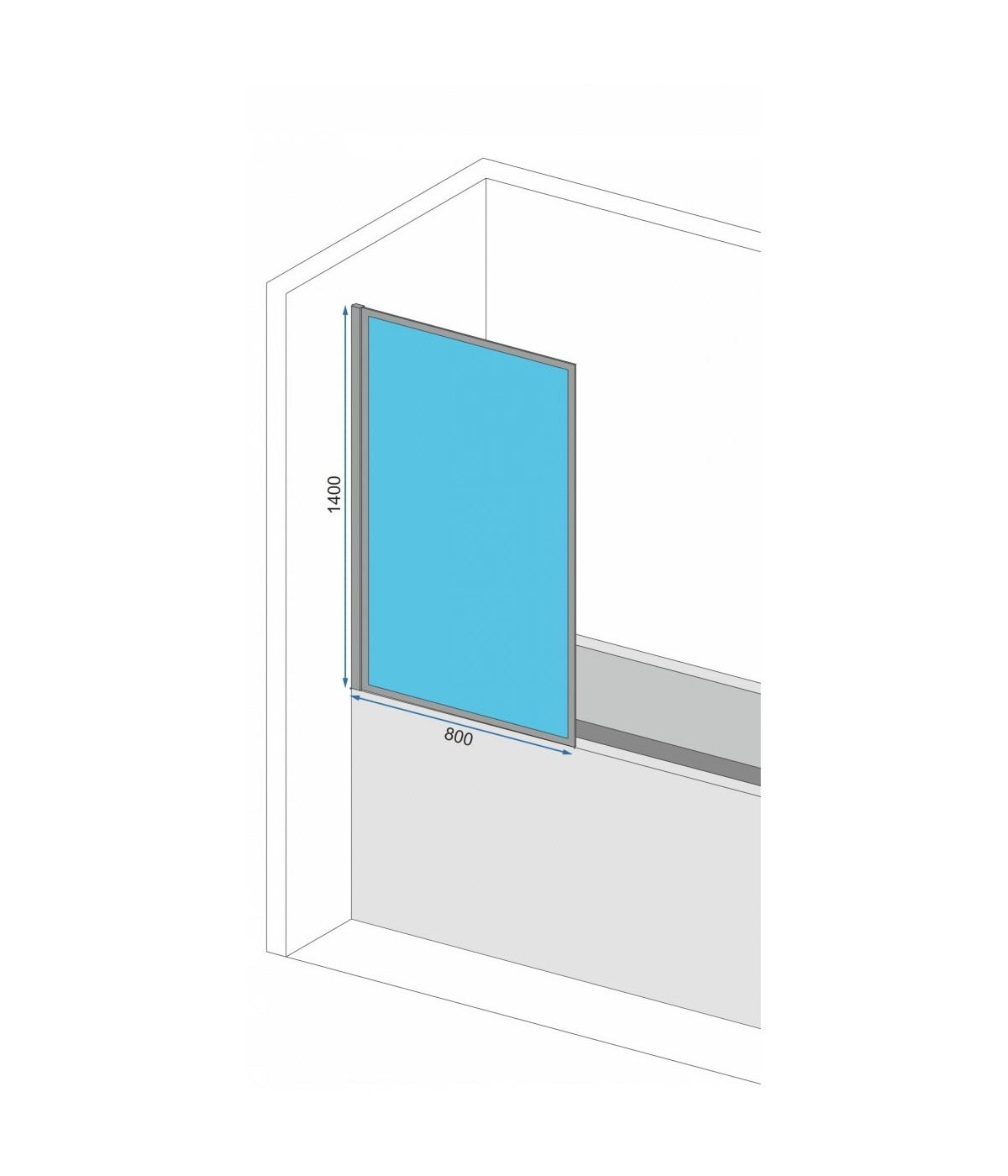 Badewannenabtrennung 1-teilig 70x140 LAGOS Glas 5 mm