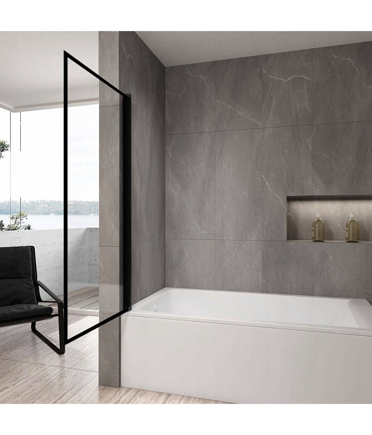 Badewannenabtrennung 1-teilig 80x140 LAGOS Glas 5 mm