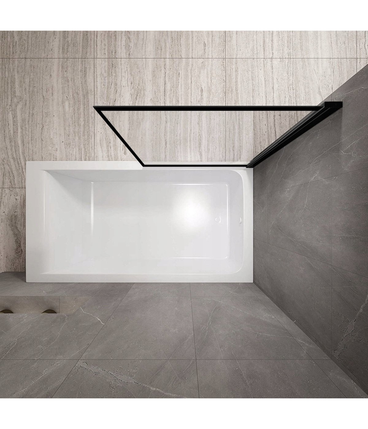 Badewannenabtrennung 1-teilig 80x140 LAGOS Glas 5 mm