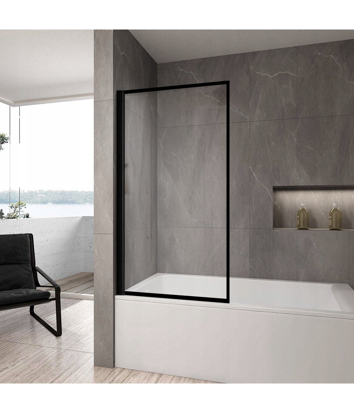 Badewannenabtrennung 1-teilig 80x140 LAGOS Glas 5 mm