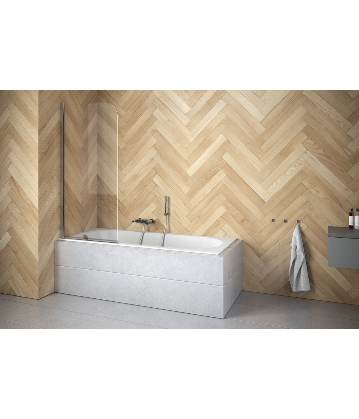 Badewannenabtrennung 1-teilig 70x140 PRIME 1 Glas 5 mm