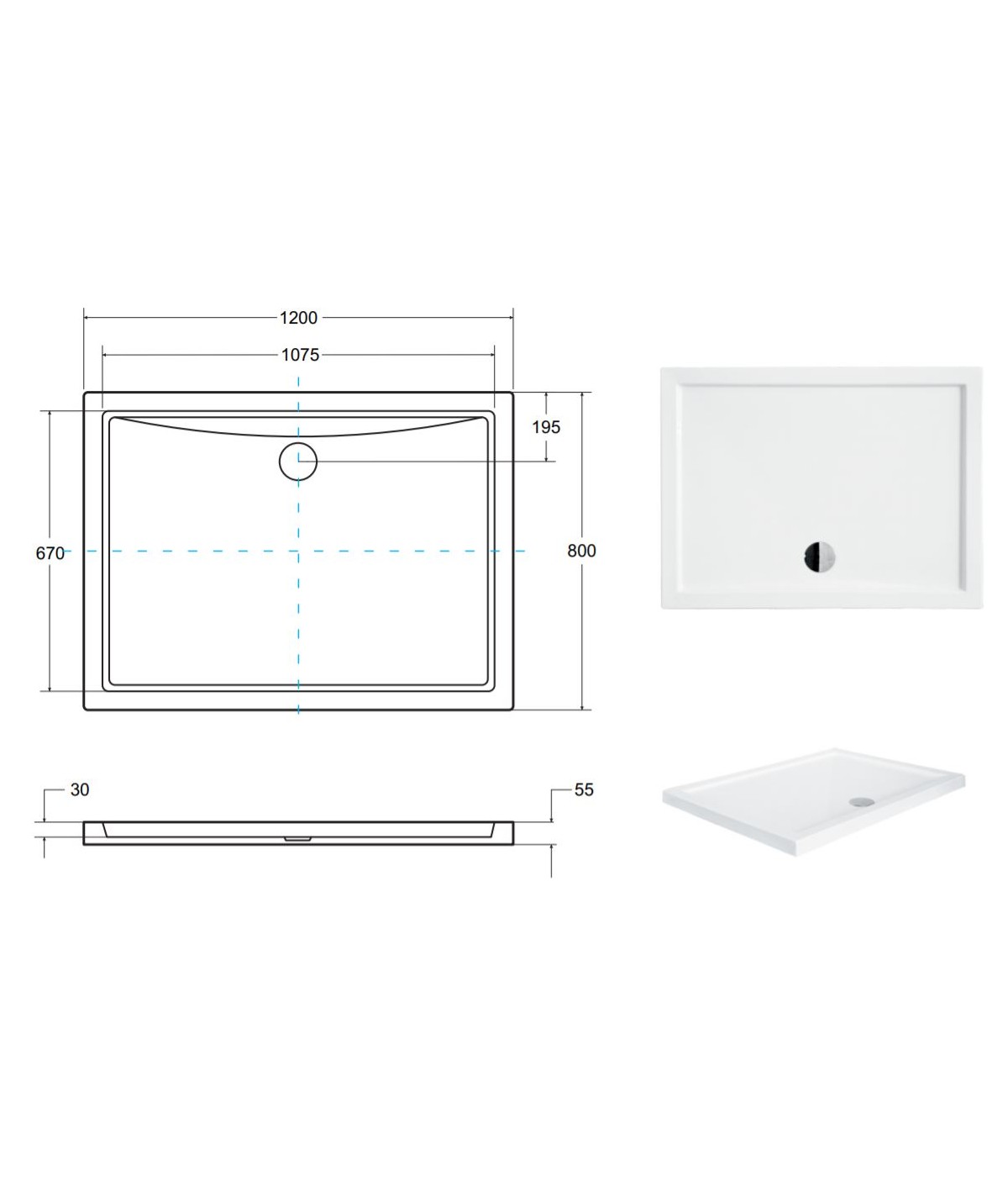DUSCHWANNE RECHTECK 120x80 ALPINAS Ablaufgarnitur GRATIS !
