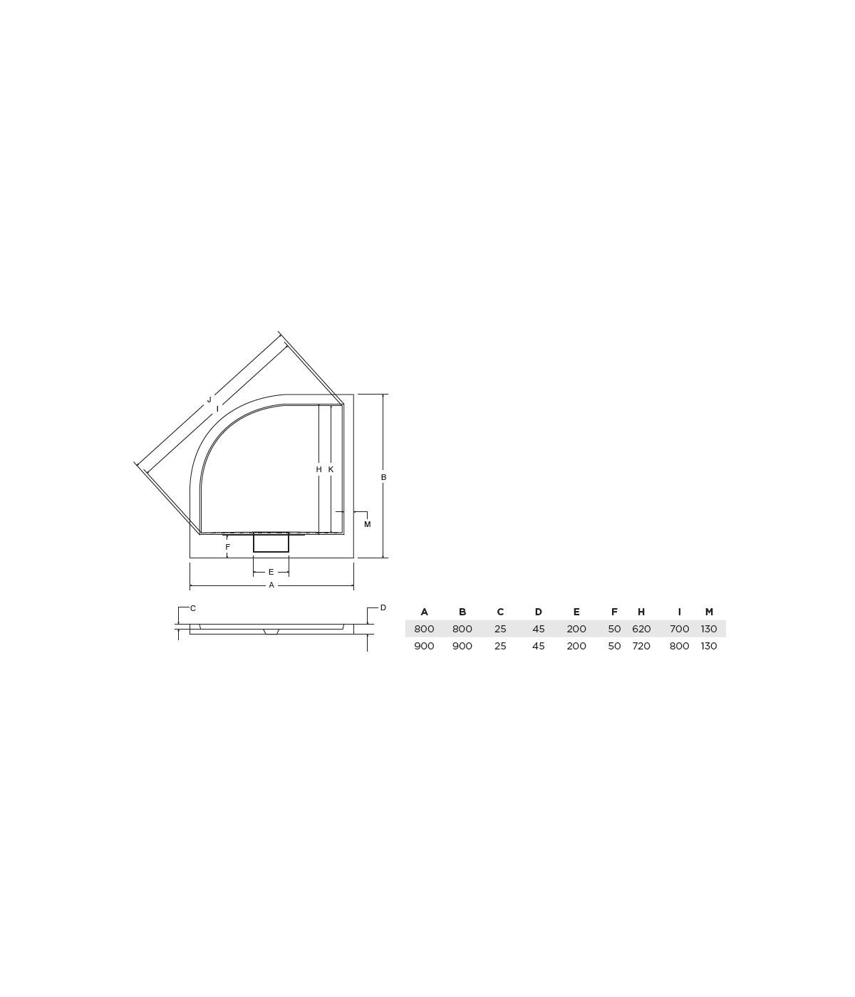 DUSCHWANNE VIERTELKREIS 80x80x4.5 AXIM Ablaufgarnitur GRATIS !