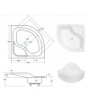 DUSCHWANNE VIERTELKREIS 90x90x21 OLIVER II Ablaufgarnitur GRATIS !