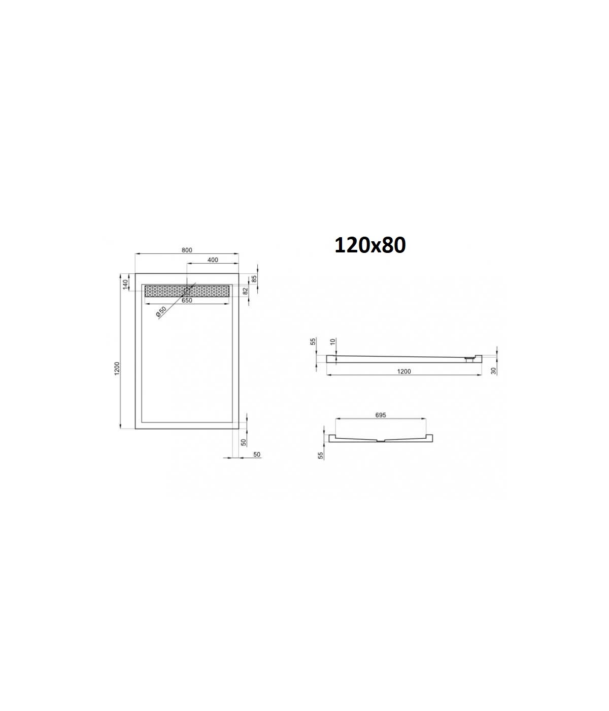 DUSCHWANNE RECHTECK 120x80x3 WEST Acryl Ablaufgarnitur GRATIS !