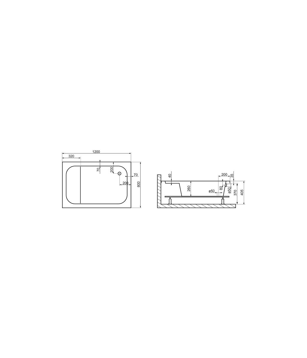 DUSCHWANNE RECHTECK 120x80 RONI Ablaufgarnitur + Füße GRATIS !
