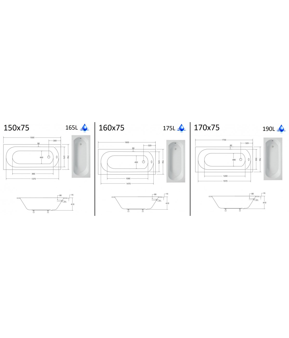 RECHTECK BADEWANNE SLIM 150x75 INTRICA Ablaufgarnitur + Füße GRATIS !