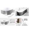 ECKBADEWANNE SLIM 180x80 LINKS AVITA Ablaufgarnitur + Füße GRATIS !