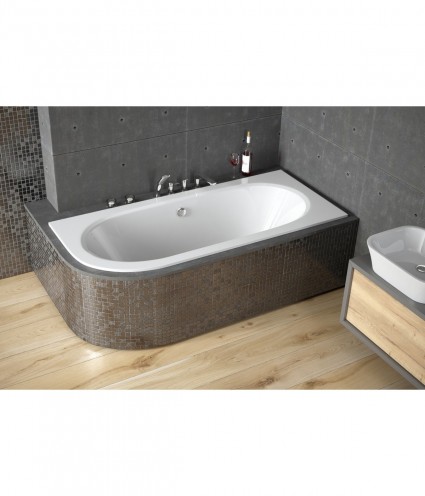 ECKBADEWANNE SLIM 160x75 RECHTS AVITA Ablaufgarnitur + Füße GRATIS !