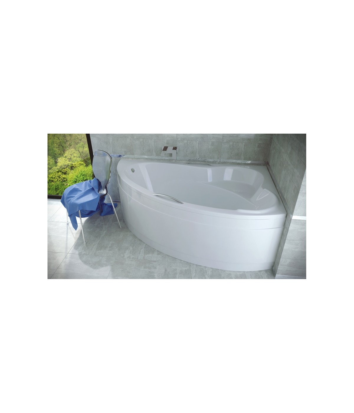 ECKBADEWANNE 160x100 RECHTS ADA Ablaufgarnitur + Füße GRATIS