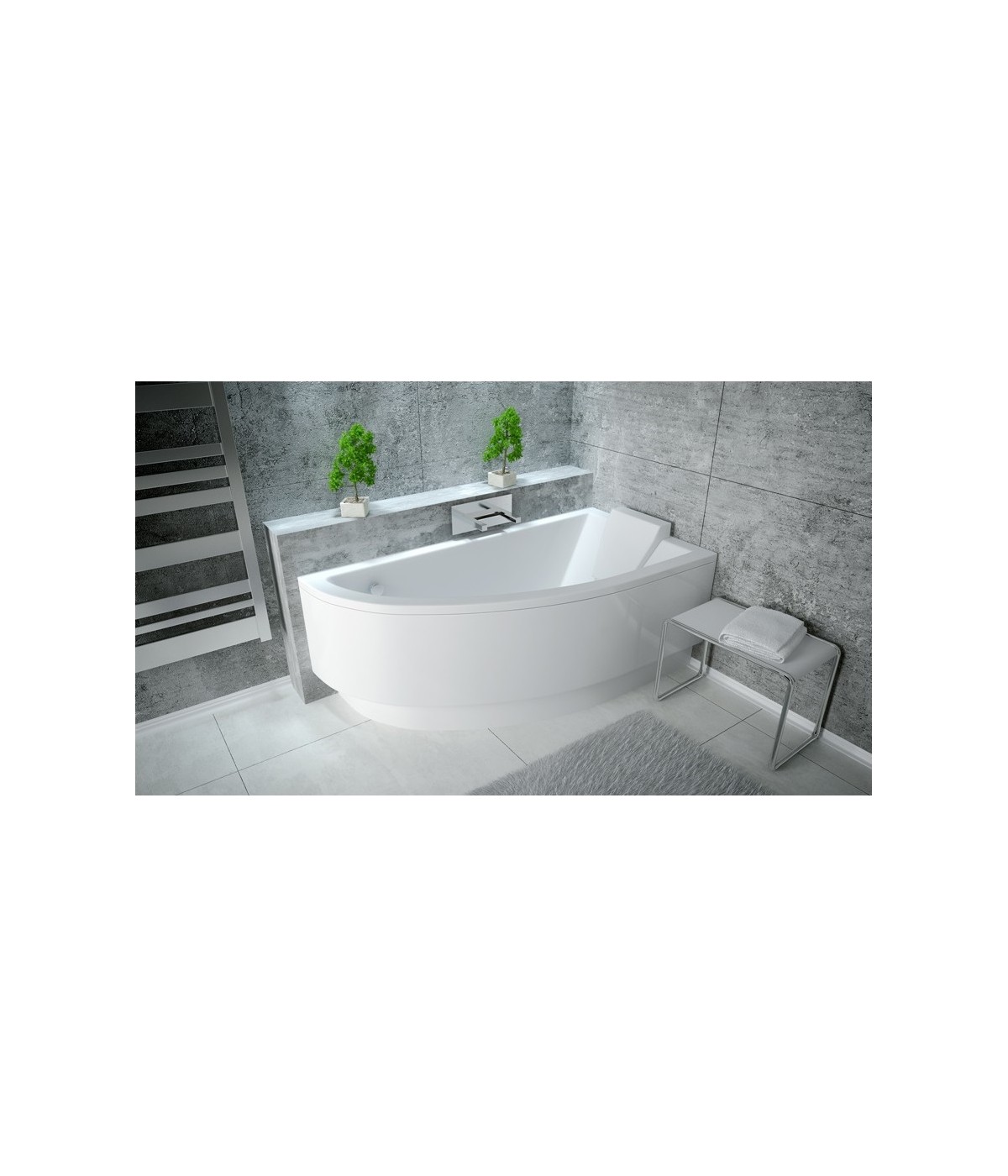 ECKBADEWANNE 140x70 RECHTS PRAKTIKA Ablaufgarnitur + Füße GRATIS !