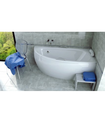 ECKBADEWANNE 150X70 RECHTS MILENA KOPFSTÜTZE HANDGRIFFE Ablaufgarnitur + Füße GRATIS !
