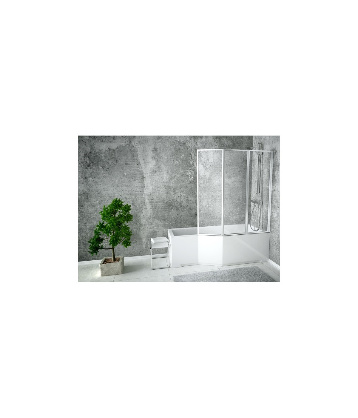 BADEWANNE ECKWANNE 150x75 RECHTS INTEGRAZ GLASABTRENNUG Ablaufgarnitur + Füße GRATIS !