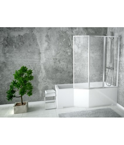 BADEWANNE ECKWANNE 150x75 RECHTS INTEGRAZ GLASABTRENNUG Ablaufgarnitur + Füße GRATIS !