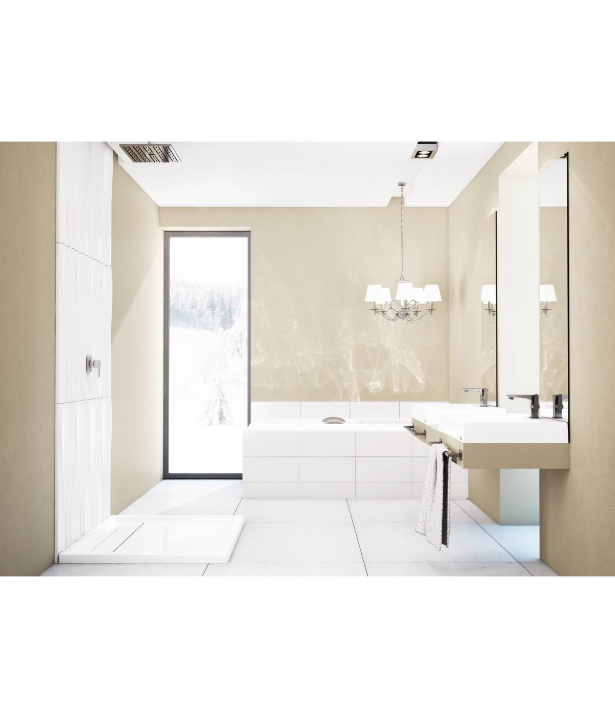 DUSCHWANNE QUADRATISCH 90x90X6,5cm CAMPARO Ablaufgarnitur GRATIS !