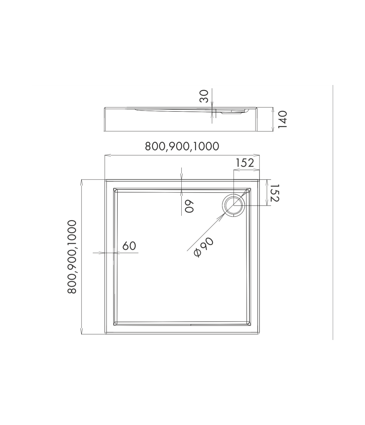 DUSCHWANNE QUADRATISCH 90x90x14cm COMPETIA Ablaufgarnitur GRATIS !