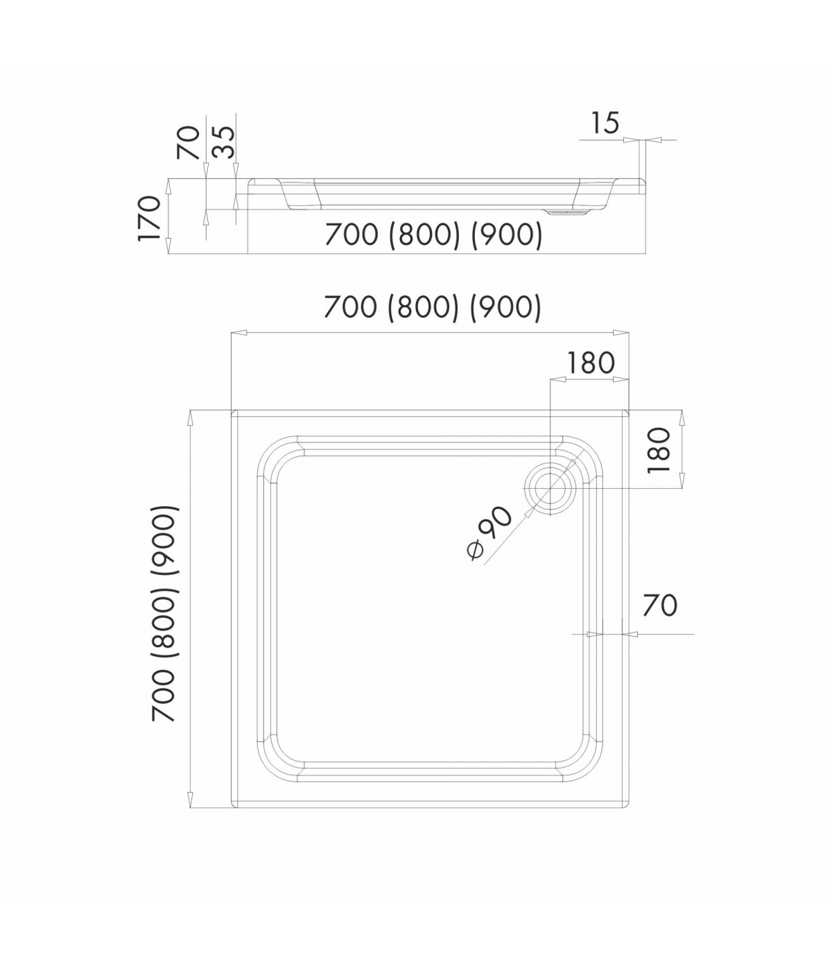 DUSCHWANNE QUADRATISCH 80x80 GRANDO PLUS Ablaufgarnitur GRATIS !