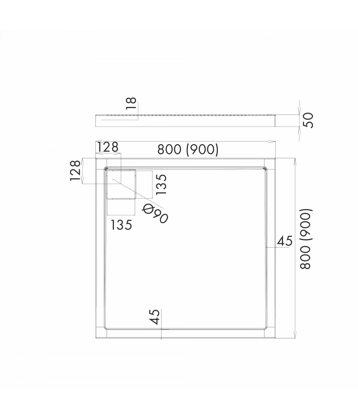 DUSCHWANNE QUADRATISCH 80x80 OMEGAX SCHWARZ Ablaufgarnitur GRATIS !