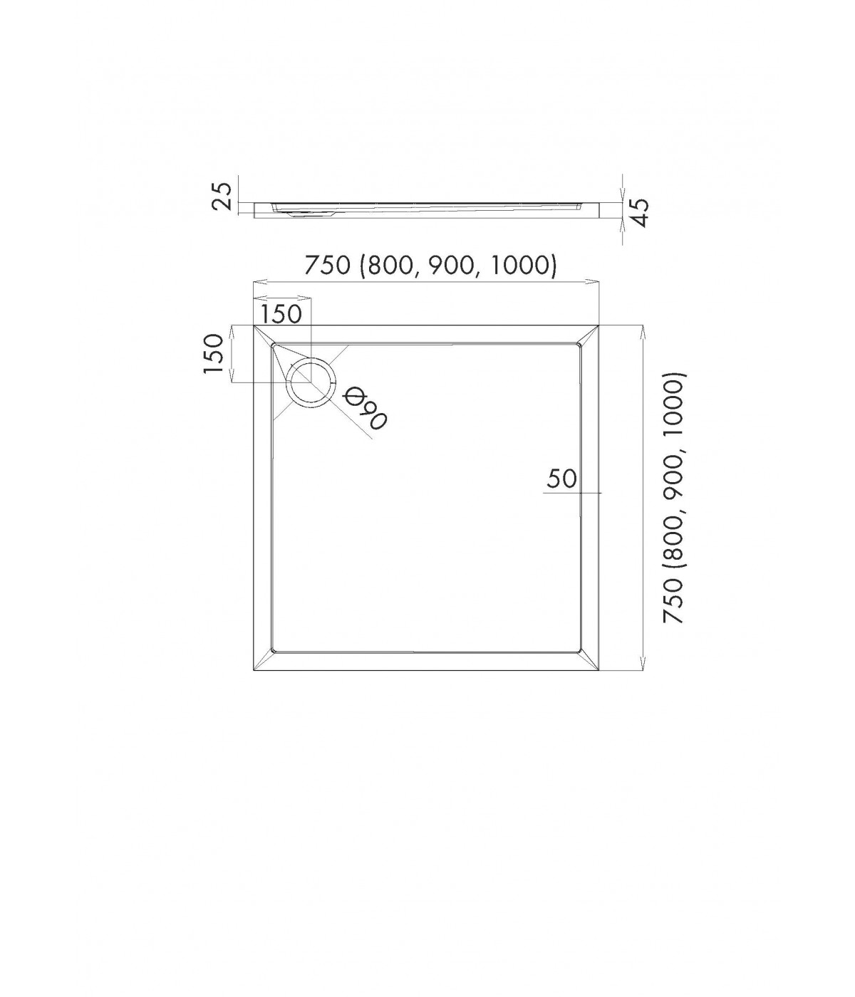 DUSCHWANNE QUADRATISCH 100x100 CASPAR NEW Ablaufgarnitur GRATIS!